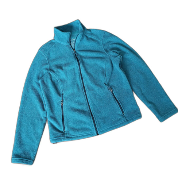 L.L. Bean Fleece Jacket WOMEN'S S Lightweight Fitted Full Zip Long Sleeve Teal - Picture 1 of 6